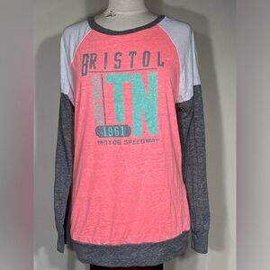 Bristol Tennessee Motor Speedway women long sleeve shirt Pink White Gary Size XL